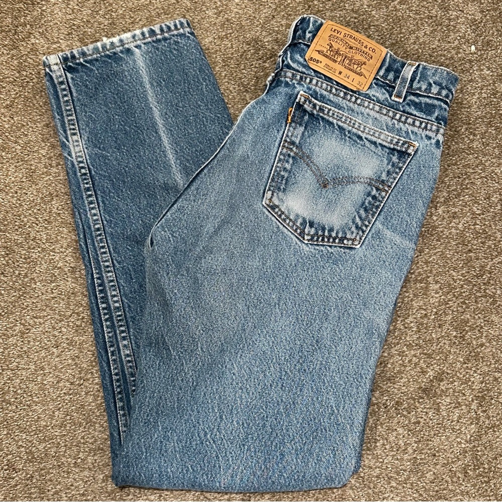 Vintage Levi's Orange Tab 505 Blue Relaxed Fit Jeans Classic Denim Jeans 34x32
